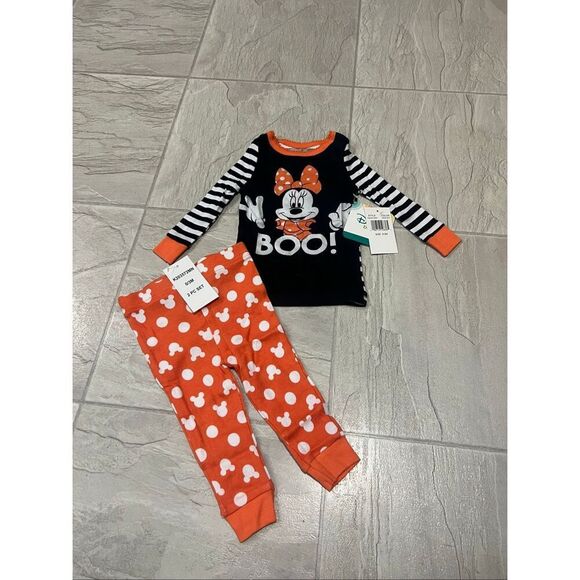 Disney Minnie Mouse Boo Halloween 2pc Jammy Set Girls Size 0-3 Month NEW - Picture 1 of 6
